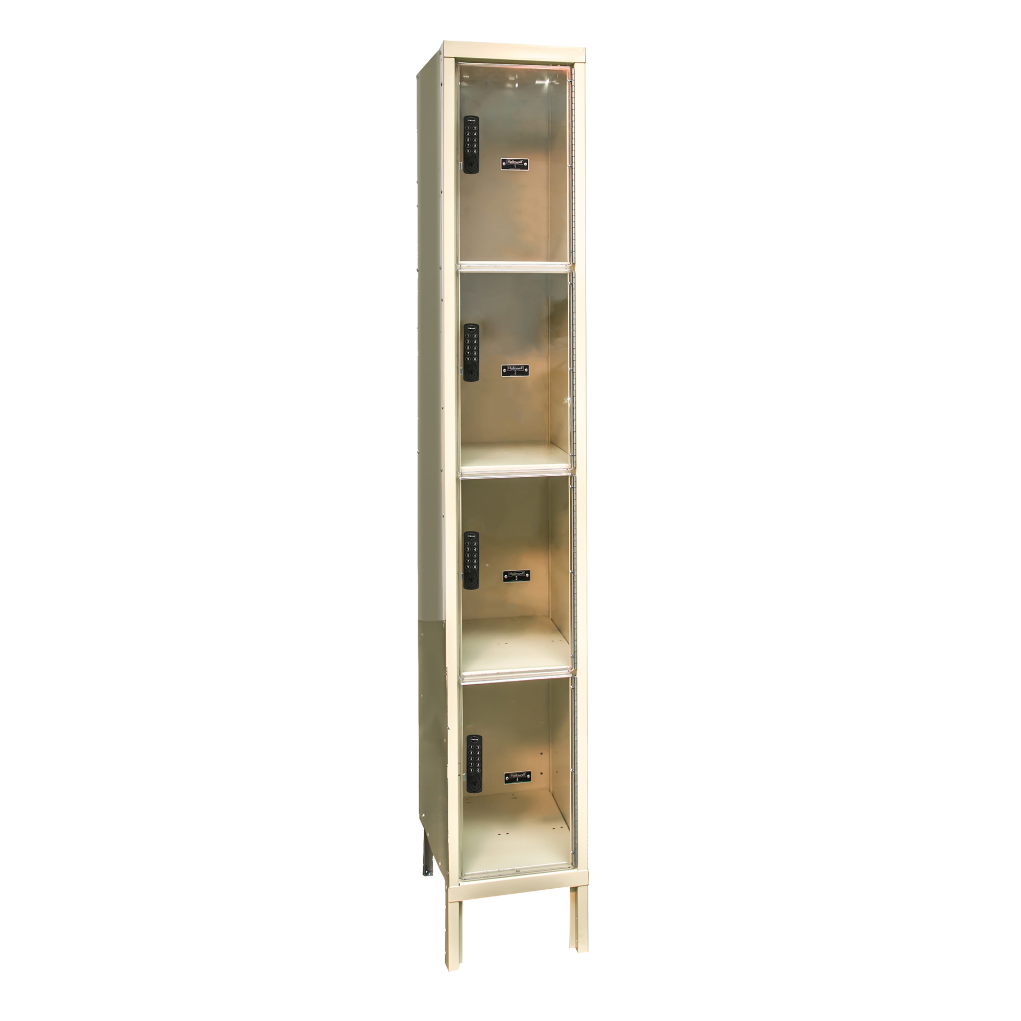Hallowell, DigiTech Four Tier Safety-View Plus Locker, Height 78 in, Width 12 in, Color Tan, Model# UESVP1258-4PT
